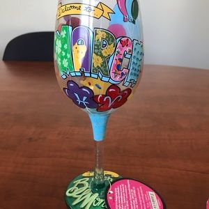 Lolita March birthday wine glass